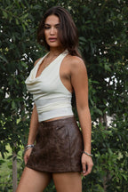 DAYNA PU Leather Low Rise Mini Skirt