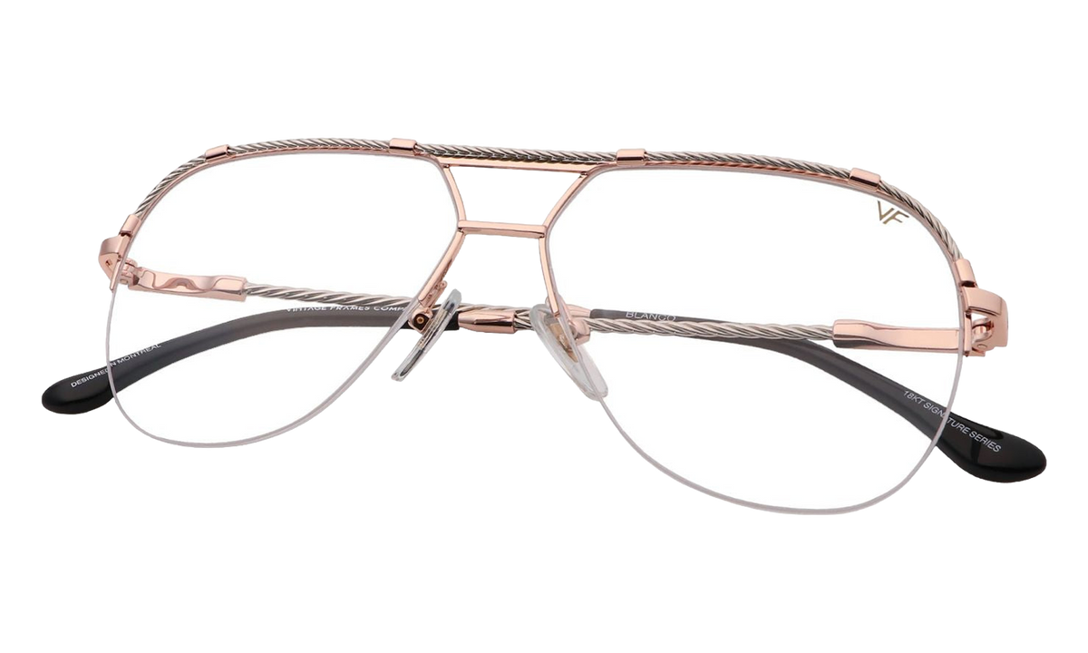 Blanco Half Rim 24KT Two-Tone Rose / White Gold / Smoke Gradient Photochromatic HRBA2 0010 2D4