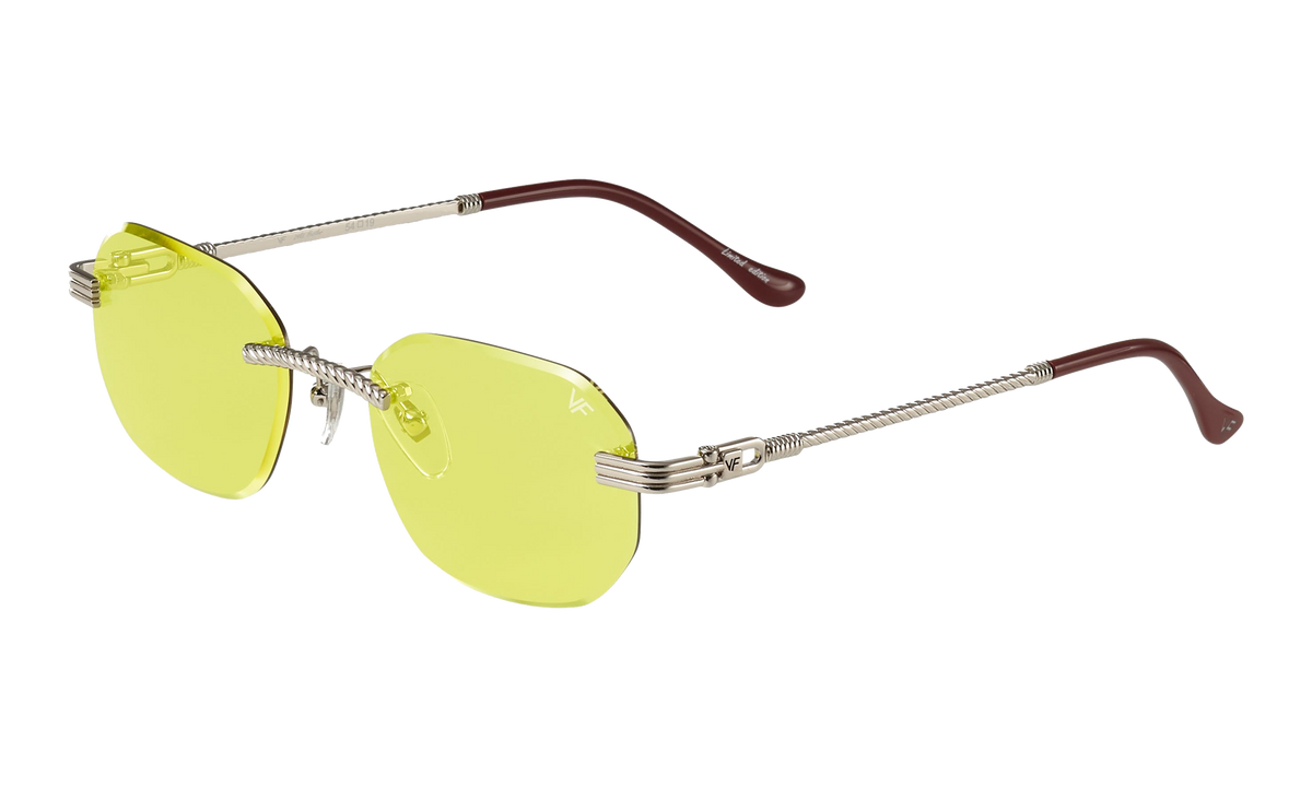 Hustler Rimless Drill Mount 24KT White Gold / Citrus Yellow DMHU2 0038 42D3