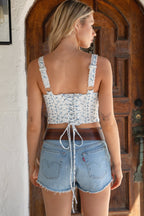 COLYNNE Pointelle Floral Bustier Corset Top