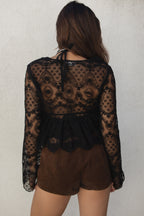 LAREDA Crochet Embroidered Long Sleeve Top
