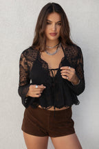 LAREDA Crochet Embroidered Long Sleeve Top