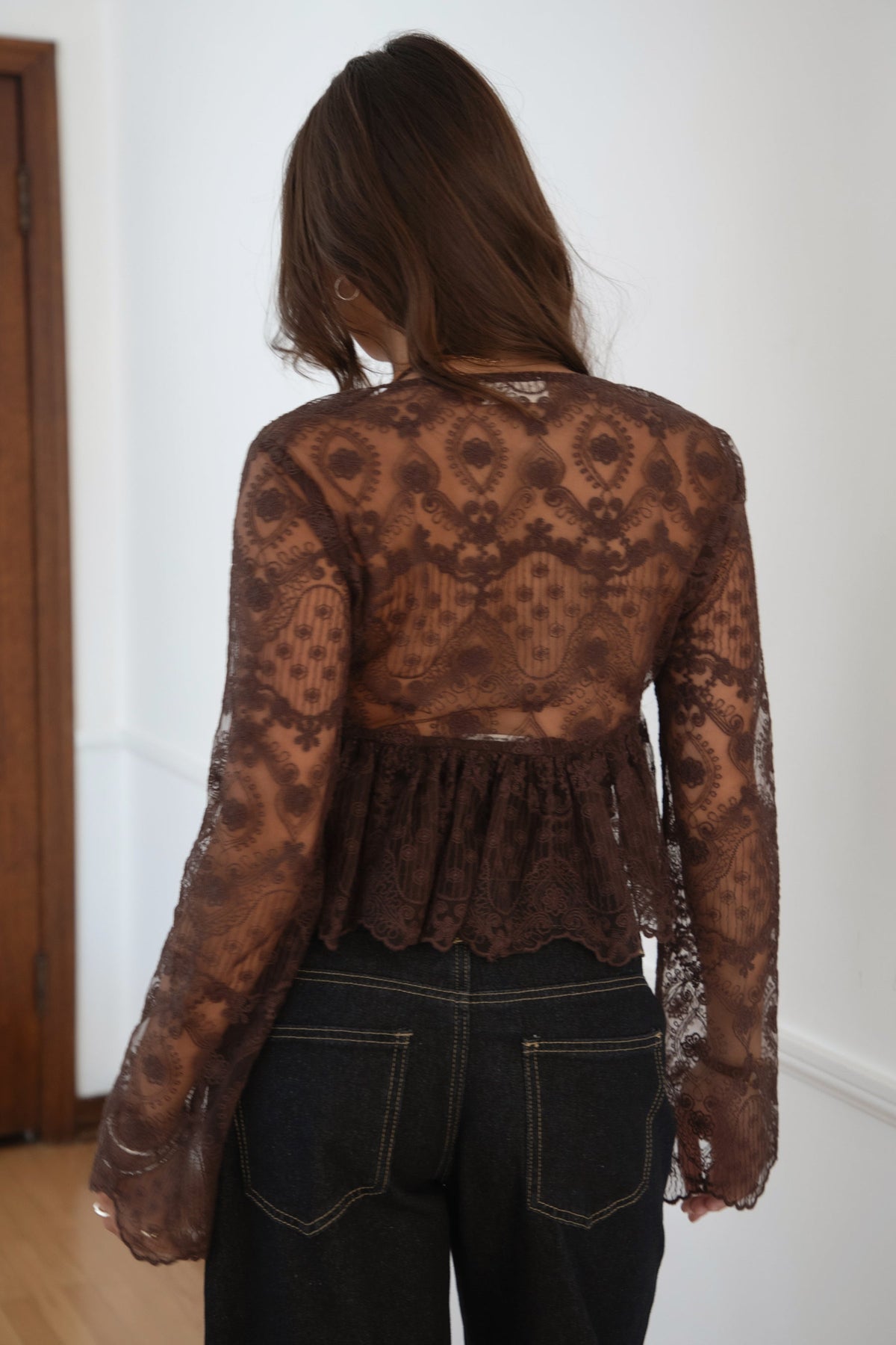 LAREDA Crochet Embroidered Long Sleeve Top