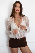 LAREDA Crochet Embroidered Long Sleeve Top