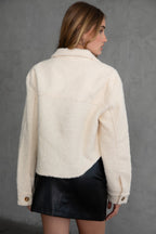 Fray Faux Sherpa Cropped Shacket