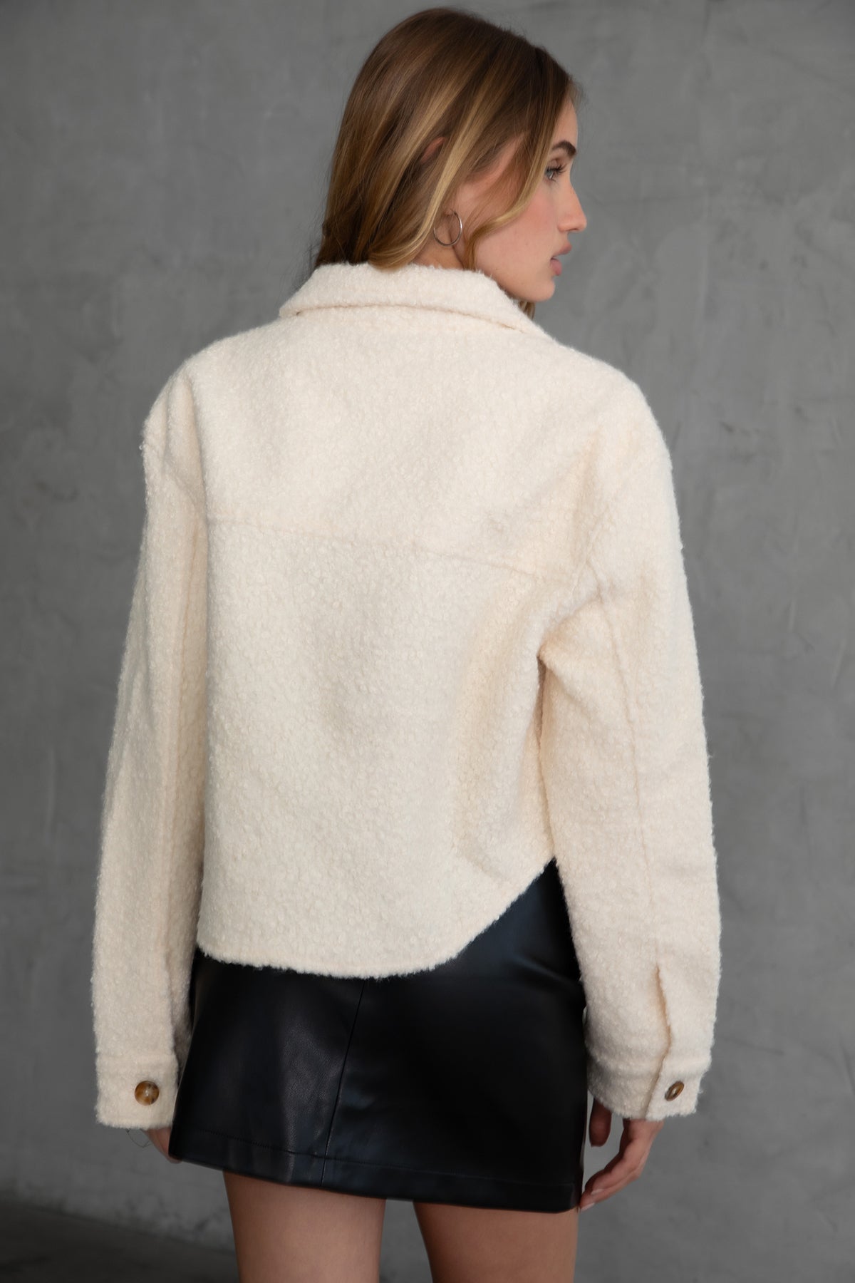 Fray Faux Sherpa Cropped Shacket