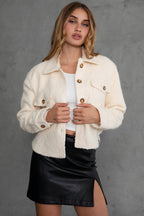 Fray Faux Sherpa Cropped Shacket