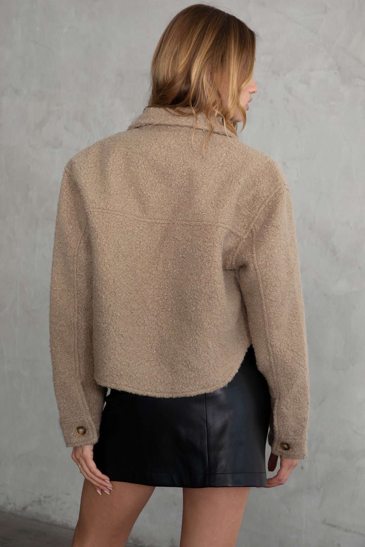 Fray Faux Sherpa Cropped Shacket