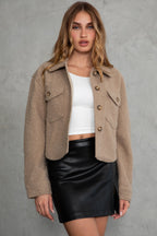 Fray Faux Sherpa Cropped Shacket