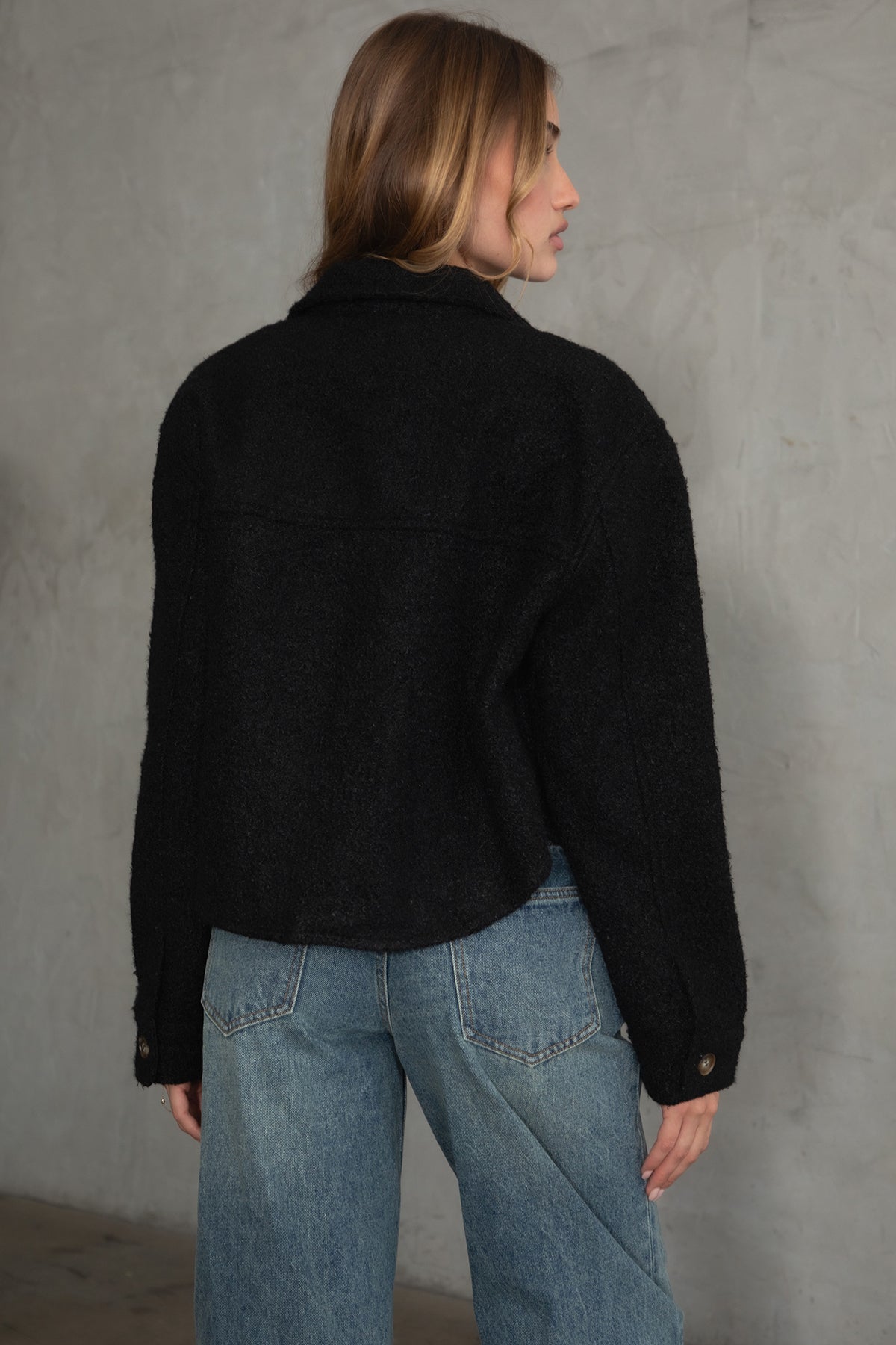 Fray Faux Sherpa Cropped Shacket
