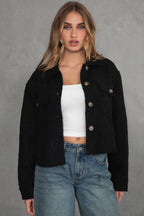 Fray Faux Sherpa Cropped Shacket