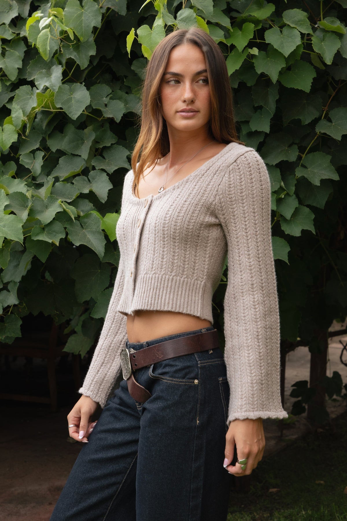 HEARTH Cable Knit Button Down Cardigan
