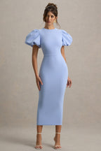 Dakota | Powder Blue Puff-Sleeve Midi Dress