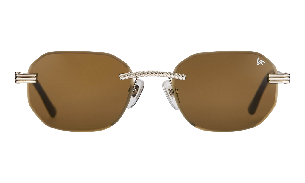 Hustler Rimless Drill Mount 24KT White Gold / Brown DMHU2 0045 42B6