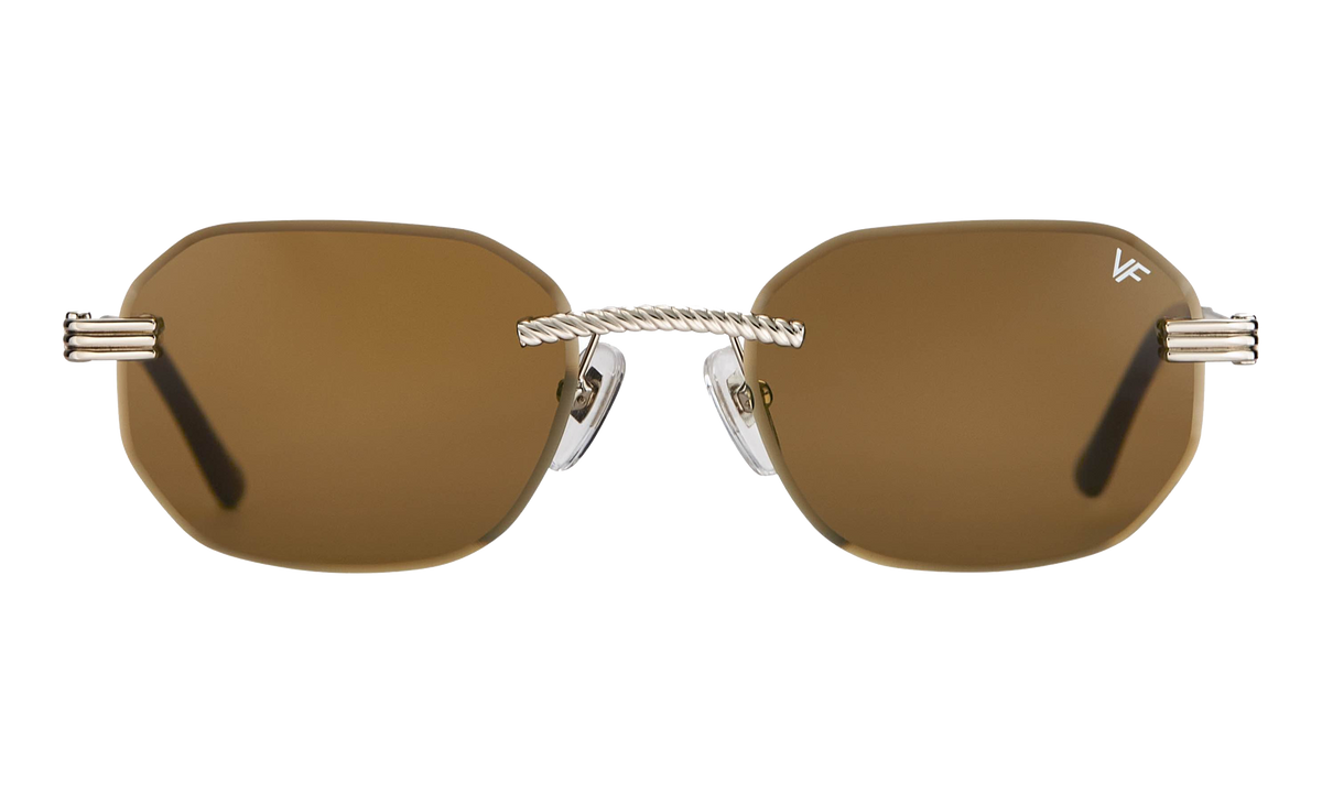 Hustler Rimless Drill Mount 24KT White Gold / Brown DMHU2 0045 42B6