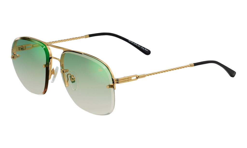 Snatch Bevel Rimless Drill Mount 18KT Yellow Gold / Pastel Green Gradient Flash Gold DMSN2 0003 48C3