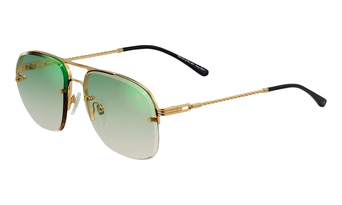 Snatch Bevel Rimless Drill Mount 18KT Yellow Gold / Pastel Green Gradient Flash Gold DMSN2 0003 48C3