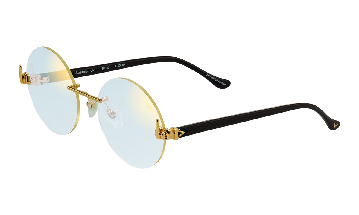 508 Rimless Drill Mount F.U. Edition 24KT Yellow Gold / Black / Flash Gold DMMF2 0005 16T3