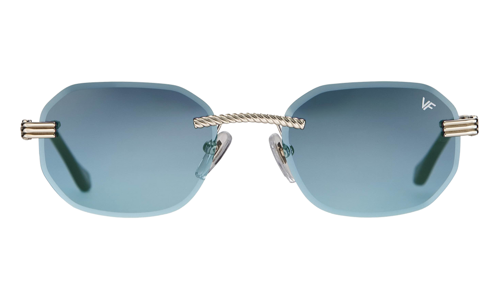 Hustler Rimless Drill Mount 24KT White Gold / Grape Blue DMHU2 0053 42A7