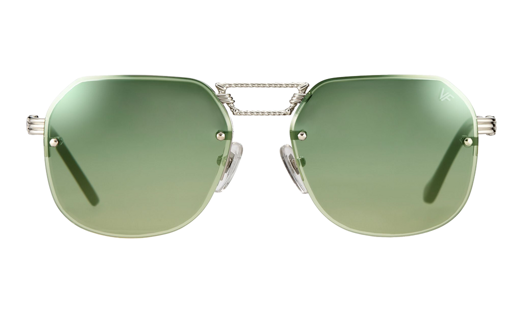 CEO Bevel Rimless Drill Mount 18KT White Gold / Pastel Green Gradient Flash Silver DMCE2 0008 48B3