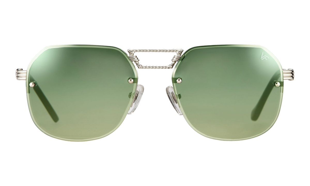 CEO Bevel Rimless Drill Mount 18KT White Gold / Pastel Green Gradient Flash Silver DMCE2 0008 48B3