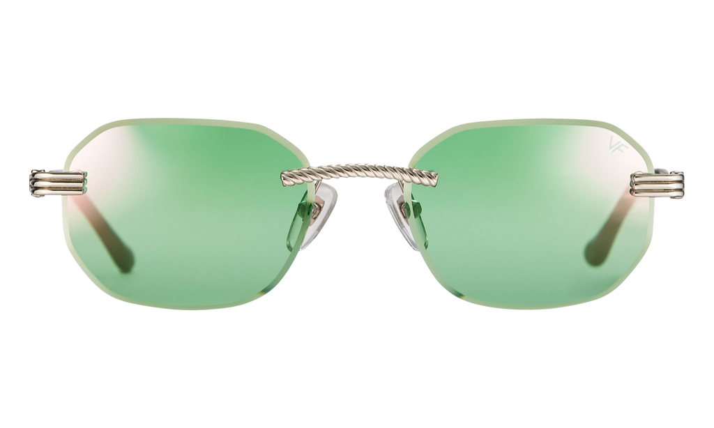 Hustler Rimless Drill Mount 24KT White Gold / Powder Green Flash Purple DMHU2 0050 44D2