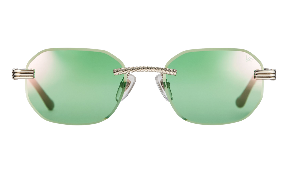 Hustler Rimless Drill Mount 24KT White Gold / Powder Green Flash Purple DMHU2 0050 44D2