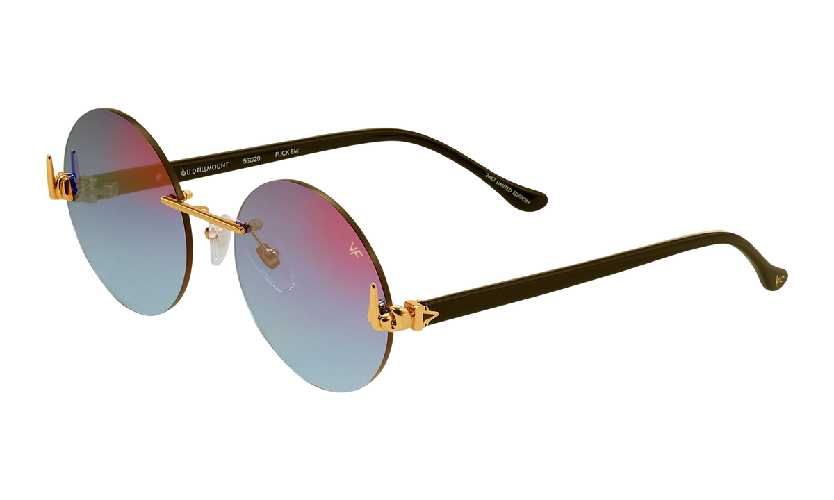 508 Rimless Drill Mount F.U. Edition 24KT Yellow Gold / Black / Grape Pop DMMF2 0009 16T7