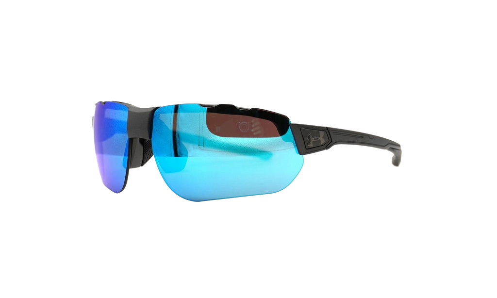 Conquer Sunglasses Gray Blue Mirror - Satin Carbon / Black Rubber 8600132 060161