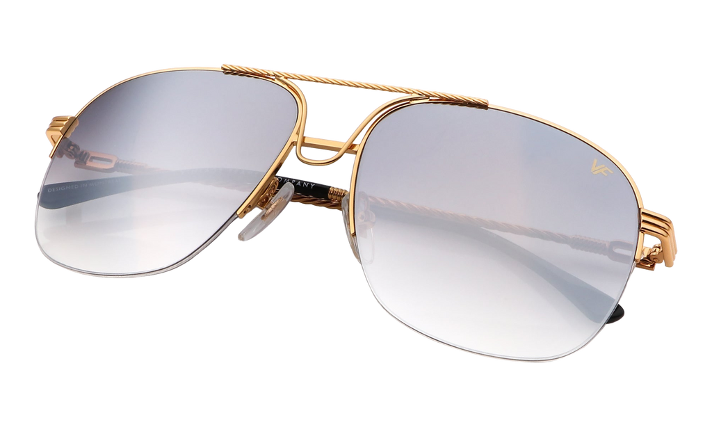 Collins Half Rim 24KT Yellow Gold / Charcoal Black Flash Pink MPCL2 0003 54T6