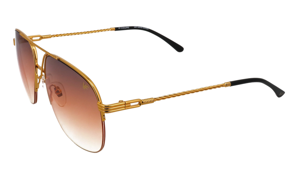 Collins Half Rim 24KT Yellow Gold / Brown Triple Gradient MPCL2 0002 54T5