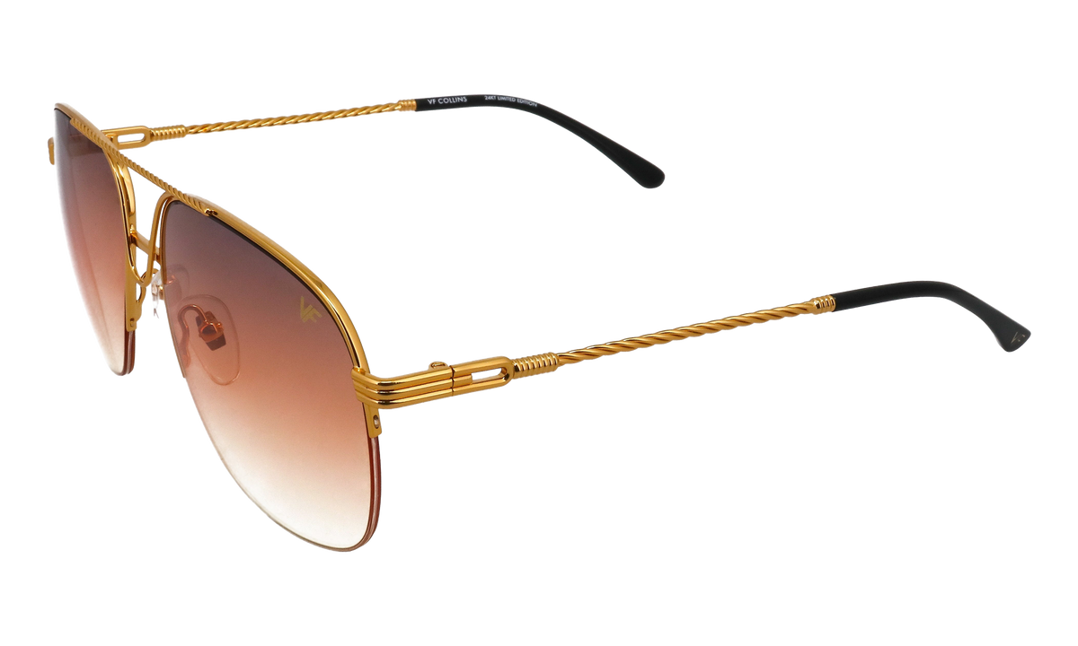 Collins Half Rim 24KT Yellow Gold / Brown Triple Gradient MPCL2 0002 54T5